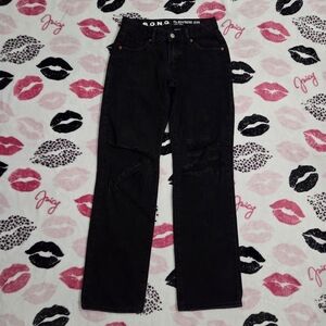 Black Baggy Low Rise Jeans